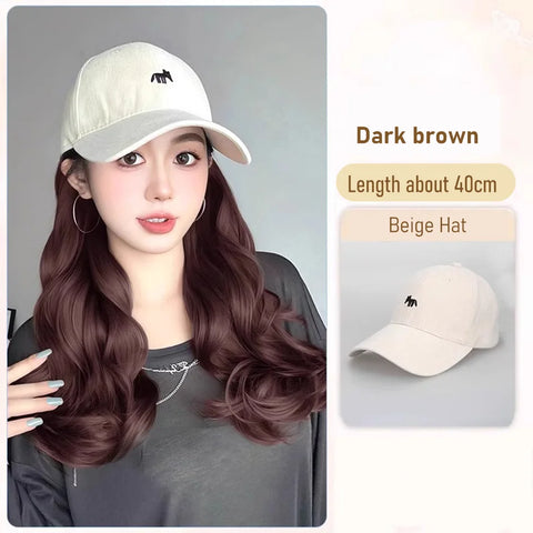 synthetic 30/40cm45cm wig baseball cap long straight hair wig duck tongue cap bobble head curly hair ponytail bob Christmas gift