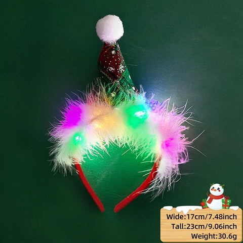 2025 Led Christmas Antler Headband Xmas Tree Hair Band with LED Lights Cosplay Headbands Party Christmas Hair Accessories