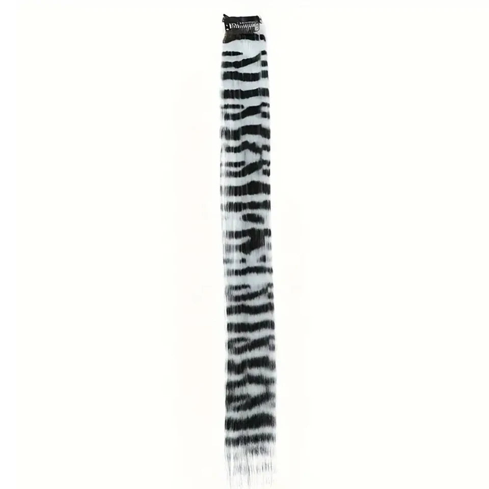 LUPU Synthetic Feather Hair Extension Colorful Fake Hair Clip In One Piece Hairpiece For Women Cosplay Party Y2K Style