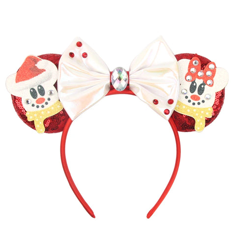 2024 New Christmas Mickey Minnie Mouse Headband Women Disney Ear Hairband Kids Xmas Party Hair Accessories Hot Festival Cosplay