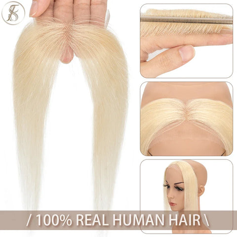 TESS Women Topper Human Hair 10inch Natural Hairline Hair Patch Hair Loss Hand Hook Lace Single Knot Hair Invisible Hairpiece