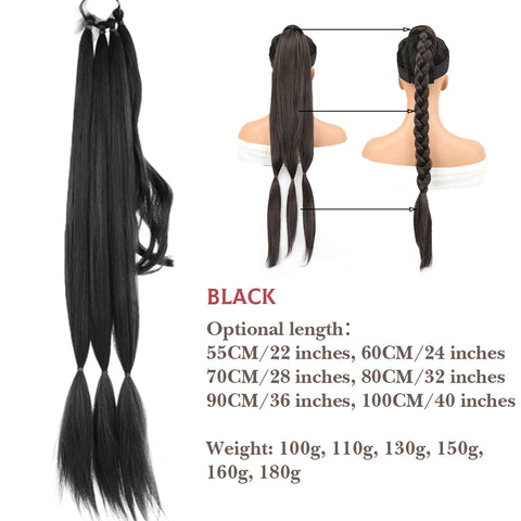 22-40 inch synthetic braided braided ponytail wig woman elastic rubber band fake ponytail hair extension wrapped around ponytail