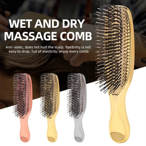 Japanese Premium Head Massager Scalp Brush Hair Massager Shampoo Brush Wet Plastic Detangling Brush Hair Cleaning Comb Rose Gold