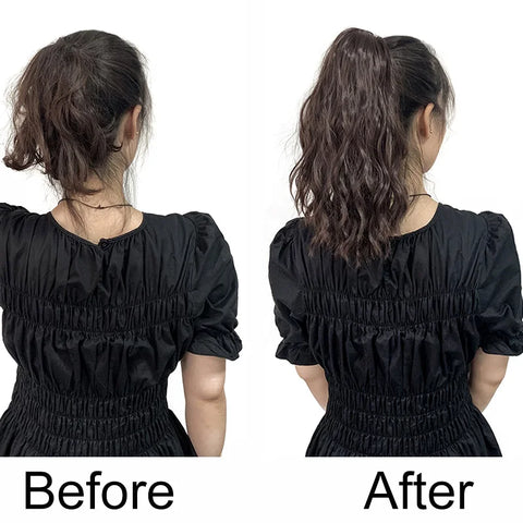 14Inch Synthetic Short Curly Claw Clip in Ponytail Hair Extension Daily Use Blonde Black Blonde Fluffy Hairpiece for Women