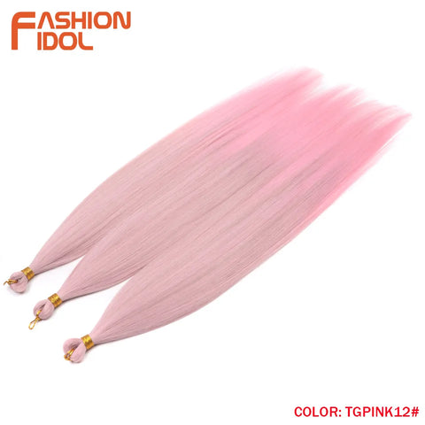 28 Inch 3PCS 300g Yaki Straight Pony Hair Bundles Crochet Braids Hair Synthetic Braiding Hair Ombre Brown Crochet Hair Extension