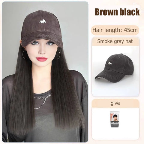 Synthetic12/16/18inch duckweave cap straight hair inward wig baseball capwater wave wig extensions ponytail daily Christmas