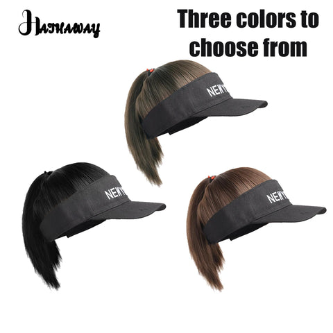 Synthetic Wig Women's Short Hair Hat Wig One Spring And Summer Online Celebrity Cap High Ponytail Straight Hair Sunscreen Hat Fu