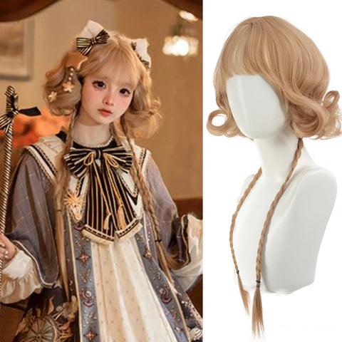 Synthetic wig Lolita cosplay double ponytail long straight hair anime game cosplay hair extensions Halloween Christmas dress up
