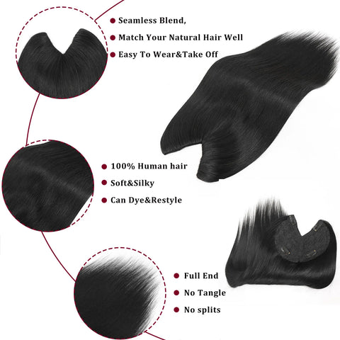 V Shape Clip In Human Hair Extensions  Invisible Brown Blonde Highlight Toppers For Women Straight Brazilian Remy Hair 16Inch