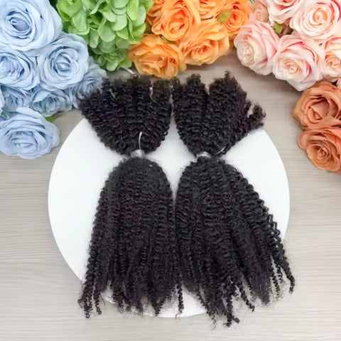 4A 4B 4C Afro Kinky Curly Virgin Human Hair 16Inch Brazilian Human Hair Extensions Weave Bundles No Weft Weaving for Black Women