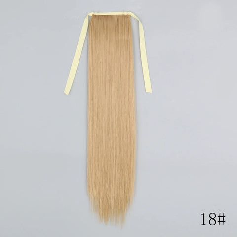 LISI GIRL Synthetic Hair 22''34'' Long Straight Ponytail Wrap Around Ponytail Clip in Hair Extensions Black Hairpiece Headwear