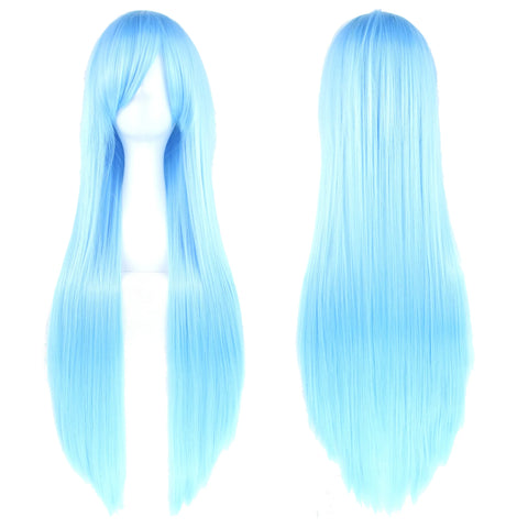 Soowee Long Synthetic Hair White Purple Cosplay Wigs Party Black Hair Straight Wig Hairpiece for Women