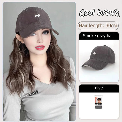 Synthetic12/16/18inch duckweave cap straight hair inward wig baseball capwater wave wig extensions ponytail daily Christmas