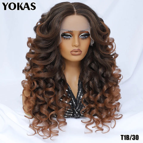 24 Inch Synthetic Lace Front Wigs For Afro Women Curly Afro Lace Front Wigs for Black Women High Temperature Fiber Wigs