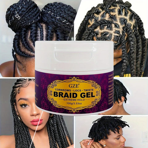 GZE Braid Gel Extra Hold High Shine Braiding Gel & Edge Control Conditioning No Flake Suitable For Twist Locs Braids Edge