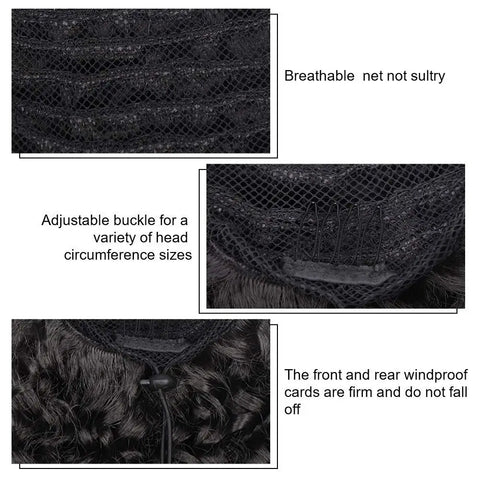 Synthetic Drawstring Curly Ponytail Extension for African Women Short Afro Kinky Ponytail Extension