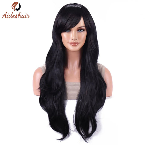 Aideshair synthetic wig  Fashion Wigs 28" 70cm Long Wavy Curly Hair Heat Resistant Wig Cosplay Wig For Women With Free Wig Cap