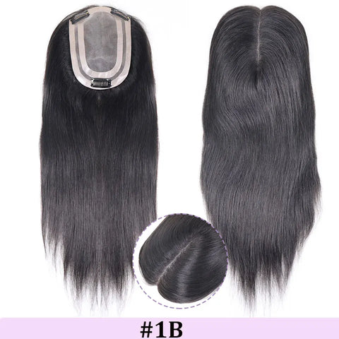 14Inch Grey Highlight Mono With PU Human Hair Toppers Hair Pieces For Women Hair Clips In Toppers Extensions For Women Toupee