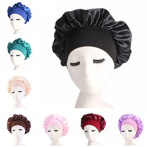 Women Men Unisex Satin Sleeping Hat Night Hair Care Bonnet Skullies Beanies Cap