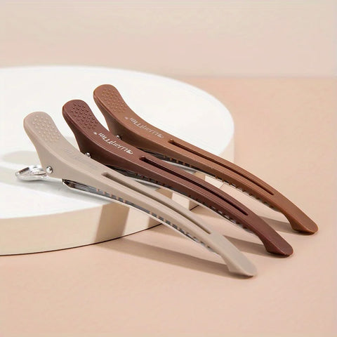6Pcs Brown Hair Clips Hairdressing Clamps Claws Section Clips Barber Crocodile Hairpin Salon Styling Tools Hair Accessories