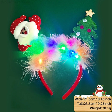2025 Led Christmas Antler Headband Xmas Tree Hair Band with LED Lights Cosplay Headbands Party Christmas Hair Accessories