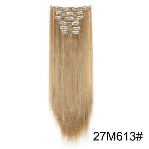 WIGSIN Synthetic 6pcs/set Long Straight Clip-in Hair Extension Invisible Seamless Extension Black Brown Hairpiece for Women