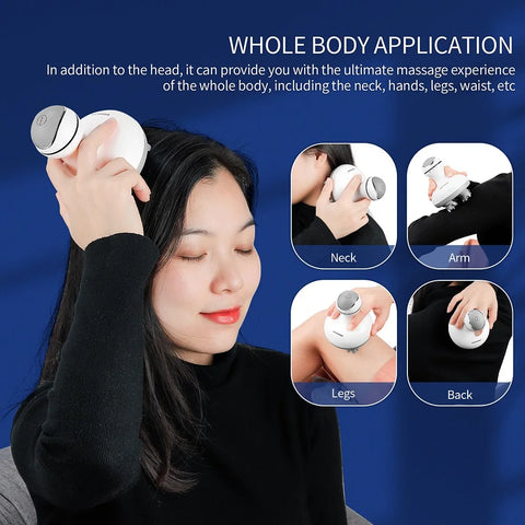 Waterproof Electric Head Massager Scalp Massage Comb Hair Cleaning Brush Body Deep Tissue Kneading Vibration Roller Scratcher