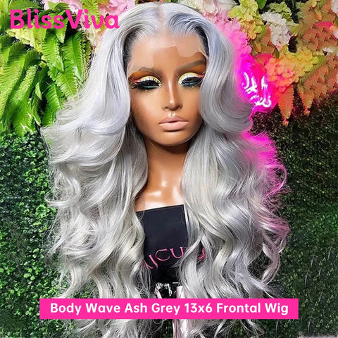 Body Wave Ash Grey Lace Front Wigs Human Hair Blonde 613 Lace Front Wigs 13x6 Remy Brazilian Silver Gray Colored Human Hair Wigs