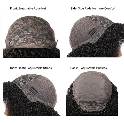 Afro Kinky Curly Wig Human Hair 4A 4B Short Curly Human Hair Wigs for Black Women Pixie KinkyCurly wigs with Bangs Machine Made
