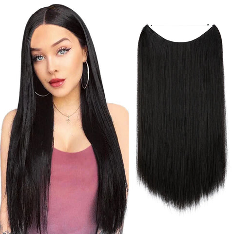 SARLA Synthetic No Clip Hair Extension Ombre Natural Fake False Long Straight Hairpiece Blonde Hair For Women