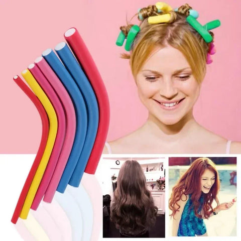 10pcs Flexible Hair Curling Rod Hair Curler Makers Soft Foam Bendy Twist Curls Flexi Rollers Styling Tools Hair Roller No Heat