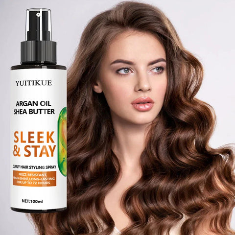 Contains macadamia oil and shea butter, refreshing and long-lasting, curl styling spray, anti-frizz, high-shine and long-lasting