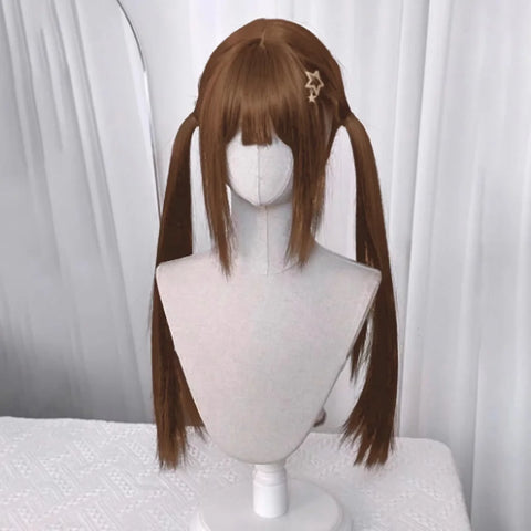 Synthetic wig Lolita cosplay double ponytail long straight hair anime game cosplay hair extensions Halloween Christmas dress up