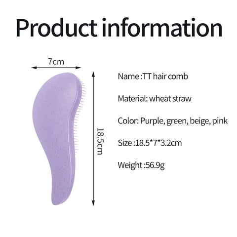 1pcs Magic Detangling Hairbrush Soft Wheat Straw Scalp Massage Comb Anti-static Gentle Grooming Brush Salon Hair Styling Brush