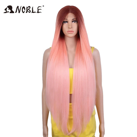 Noble Synthetic Lace Front Wigs For Women 36 Inch Kinky Straight Wig Lace Front Wig Ombre Lace Wigs Cosplay Lace Front Wig