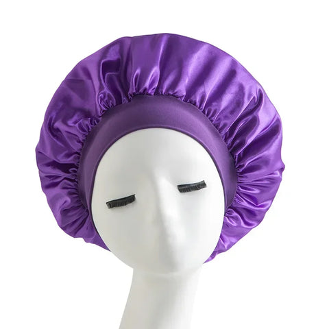New Satin Wide Brim Nightcap Silky Bonnet Hair Wrap for Sleeping Sleep Cap with Elastic Soft Band Styling Cap Hair Wrapping Tool
