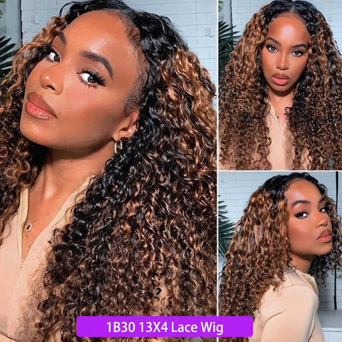 Highlight Wig Human Hair Curly Deep Wave Frontal Wig 13X6 13X4 Hd Lace Front Wigs P4/27 1B30 Brown Blonde Ombre Colored Wigs