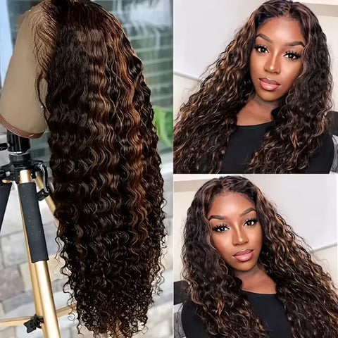 P427 Highlight Wig Human Hair Hd Lace Wig 13X6 Human Hair Deep Wave Frontal Wig Curly P1B30 Lace Front Wig Brazilian 250 Density