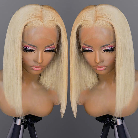 613 Honey Blonde Colored Human Hair Wigs For Women Human Hair Remy Brazilian Cheap Straight Short Bob Wig 8 10 12 14 16 Inch