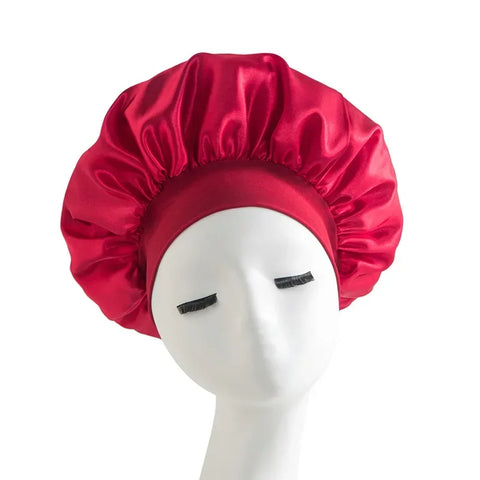 New Satin Wide Brim Nightcap Silky Bonnet Hair Wrap for Sleeping Sleep Cap with Elastic Soft Band Styling Cap Hair Wrapping Tool