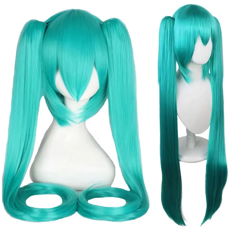 Hatsune Miku Anime Cosplay Wig, 110cm Double Ponytail Synthetic Fiber Wig, Halloween, Christmas