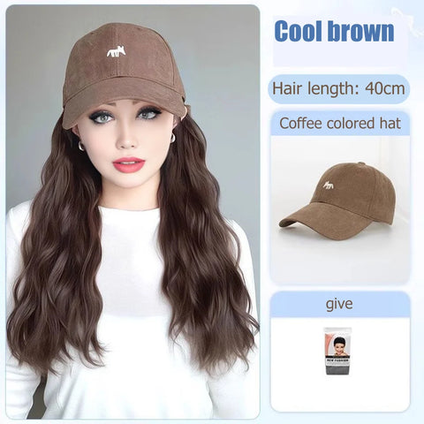 Synthetic12/16/18inch duckweave cap straight hair inward wig baseball capwater wave wig extensions ponytail daily Christmas