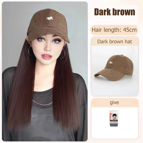 Synthetic12/16/18inch duckweave cap straight hair inward wig baseball capwater wave wig extensions ponytail daily Christmas