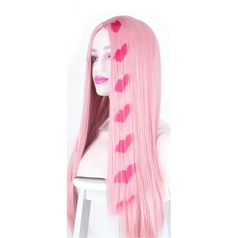Long Pink Vibrant Pink Straight Love Wig, 26 Inch, Heat Resistant Synthetic Middle Part Wig, Halloween Christmas Festival