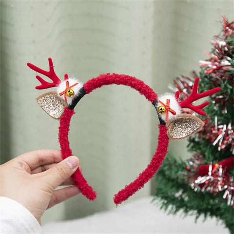 Christmas Hair Hoop Antler Christmas Headwear Hair Band Fashion Red Winter Plush Cute Headband Hair Clip New Hair Accessories