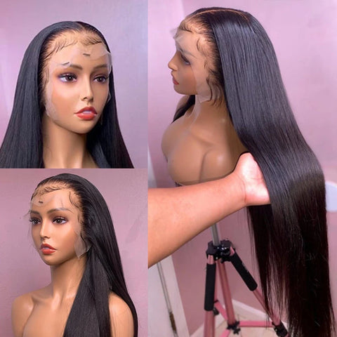 30 40 Inch Straight HD Lace Front Wig Brazilian Cheap Frontal pre plucked Bob Wigs For Women Choice Human Hair 250 Density
