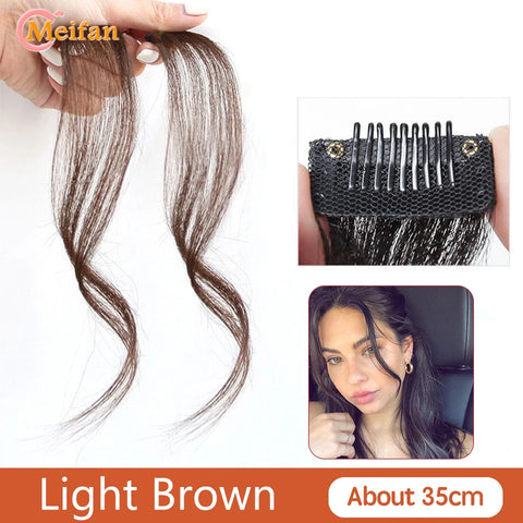 MEIFAN Synthetic Middle Part Topper Hairpiece with Bangs Clip-In Bangs Extension Natural Invisible Clourse Hairpiece for Women