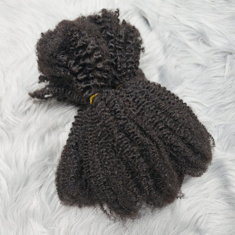 4C Afro Kinky Curly Virgin Human Hair 16" Brazilian Human Hair Extensions Weave Bundles No Weft Weaving for African Black Women