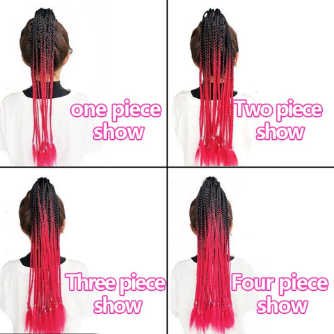 Synthetic 24Inch Y2K Rainbow Horsetail Wig Long Boxing Braid Hair Ponytail Extension High Temperature Fiber Hairpiece for Women