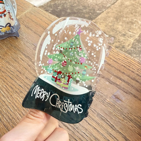 YHJ New Christmas Crystal Ball Hair Claw Clip Cartoon Santa Claus Snowman House Crab Hair Clips Hair Accessories for Women Girls